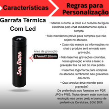 Carregar imagem no visualizador da galeria, Personalizado - Garrafa Térmica com LED e Termômetro (500ml) - Vermelha
