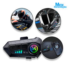 Carregar imagem no visualizador da galeria, Intercomunicador Bluetooth V10 para Capacete – Som Hi-Fi, Redução de Ruído e LED RGB