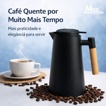 Carregar imagem no visualizador da galeria, Garrafa Termica 1L com Cabo de Madeira - A Garrafa Térmica Ideal para Manter seu Café Quente!