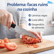 Carregar imagem no visualizador da galeria, Jogo de Facas Inox Preto 6 Peças para Churrasco - Corte Preciso e Elegante