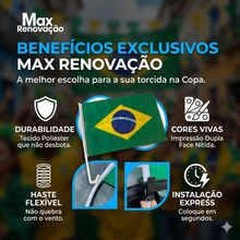 Carregar imagem no visualizador da galeria, Bandeira do Brasil para Vidro de Carro – Edição Especial Torcedor Max Renovação