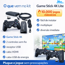 Carregar imagem no visualizador da galeria, Game Stick 4K Retrô 2 Controles s/ Fio e 10 mil Jogos