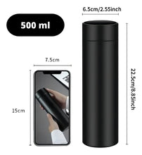 Upload image to gallery viewer, Personalized Thermal Bottle with LED and Thermometer (500ml) - Black