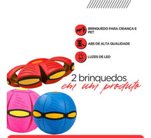 Carregar imagem no visualizador da galeria, BOLA MÁGICA 2 EM 1: VIRA DISCO VOADOR COM LED! DIVERSÃO TOTAL