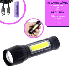 Carregar imagem no visualizador da galeria, Mini Lanterna de Bolso Luz Branca e Luz Lateral Bateria Recarregável LAN-7006