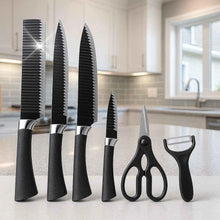 Carregar imagem no visualizador da galeria, Jogo de Facas Inox Preto 6 Peças para Churrasco - Corte Preciso e Elegante