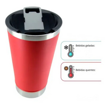 Upload image to gallery viewer, Personalizado - Copo Térmico Inox com TAMPA e ABRIDOR (473 ml) - Vermelho
