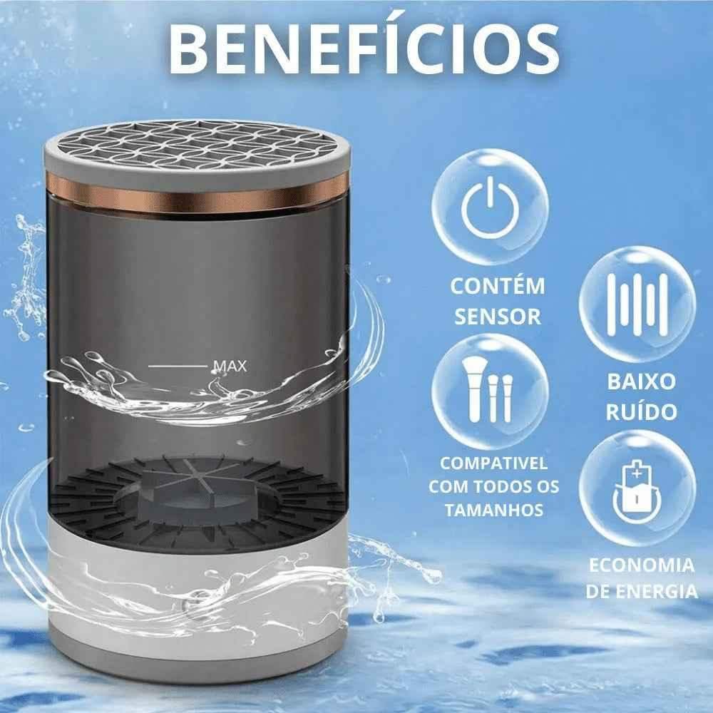 Todas as peças do kit: lavador e cabo USB