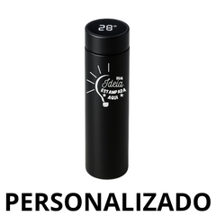 Garrafa Personalizada Térmica com LED e Termômetro (500ml) - Preto