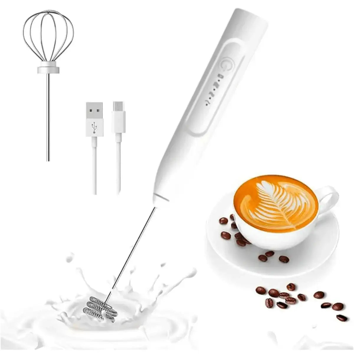 Mini Mixer Elétrico em ação, misturando um suplemento em um copo