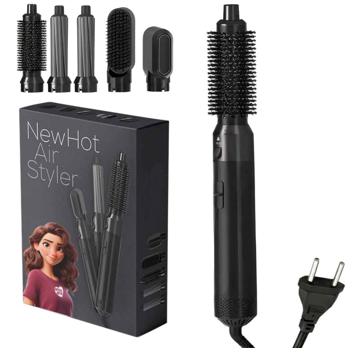 Escova Premium 5 em 1 Multiuso Seca Alisa Modela 220V - Max