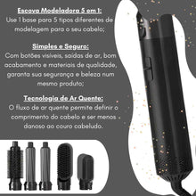 Carregar imagem no visualizador da galeria, PREMIUM Cinza c/ Preto - Escova 5 em 1 Multiuso 220V - Seca, Modela, Alisa e Penteia
