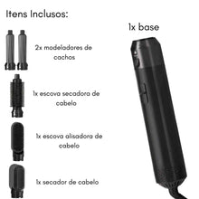 Carregar imagem no visualizador da galeria, PREMIUM Cinza c/ Preto - Escova 5 em 1 Multiuso 220V - Seca, Modela, Alisa e Penteia
