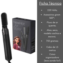 Carregar imagem no visualizador da galeria, PREMIUM Cinza c/ Preto - Escova 5 em 1 Multiuso 220V - Seca, Modela, Alisa e Penteia
