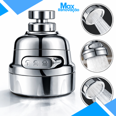 Bico Torneira 360° 3 Jatos Economia Água - Max Renovação