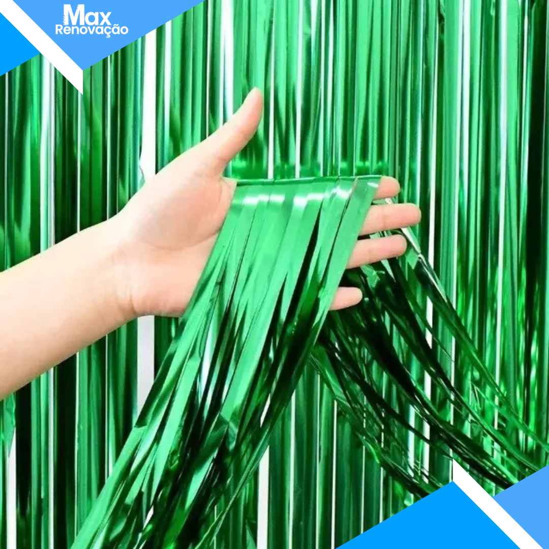 Cortina de Franja Metálica Verde 1x2m na Max Renovação