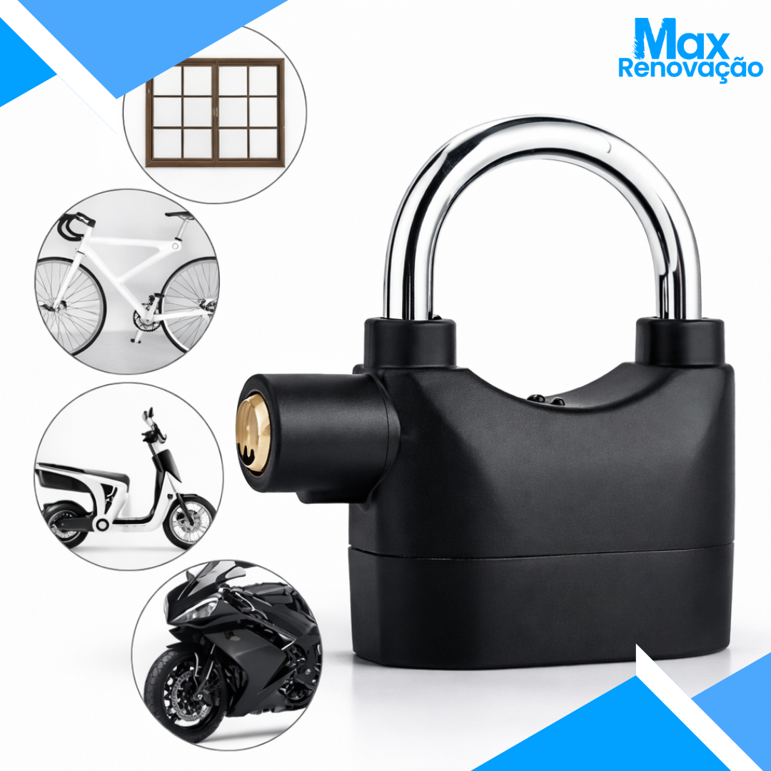 Cadeado Antifurto com Alarme 110dB | - Max Renovação
