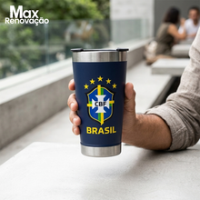 Carregar imagem no visualizador da galeria, Copo Térmico Brasil Azul Marinho 473ml Max Renovação

