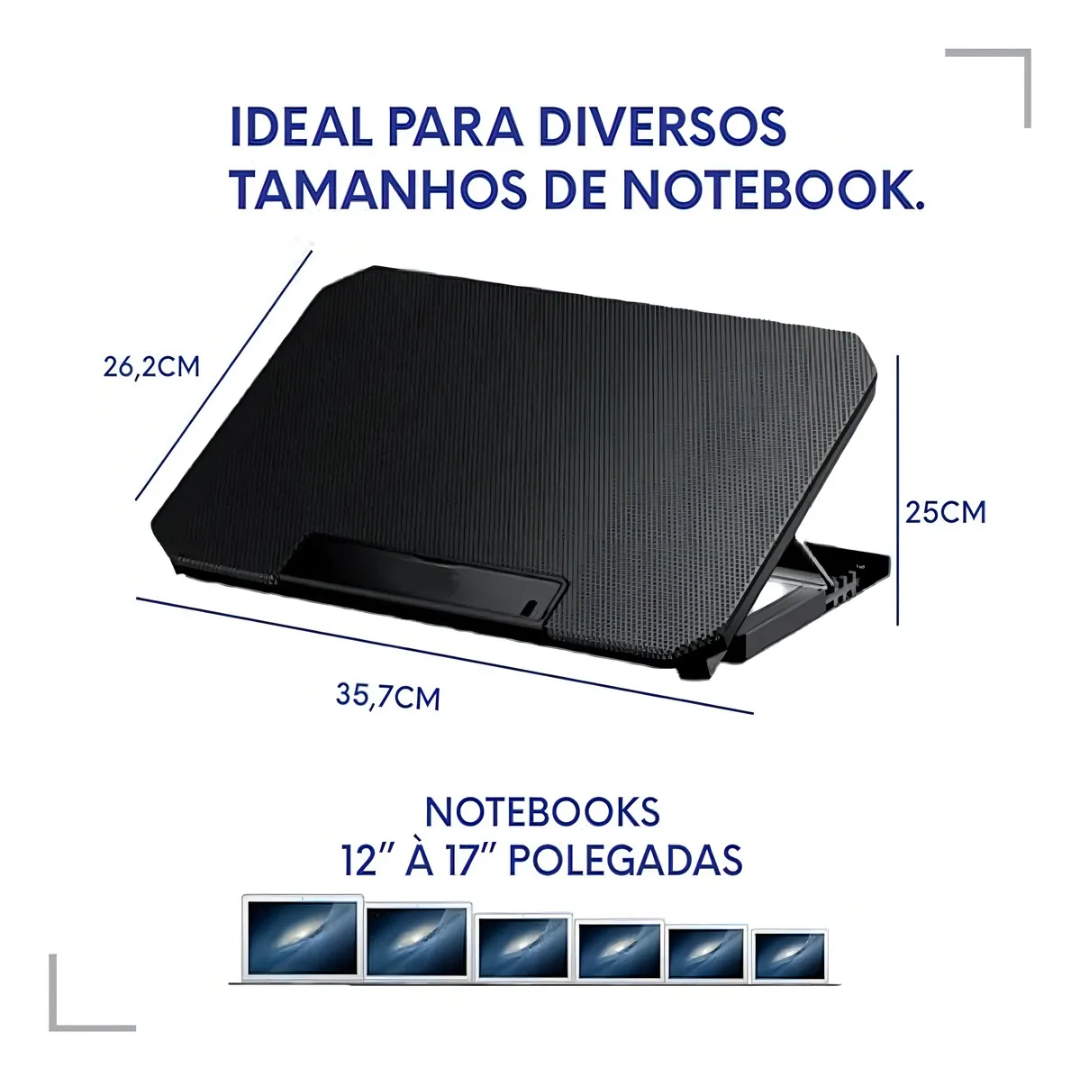 Base Cooler Notebook Dual Fan 17 Ergonômica com Cooler Duplo