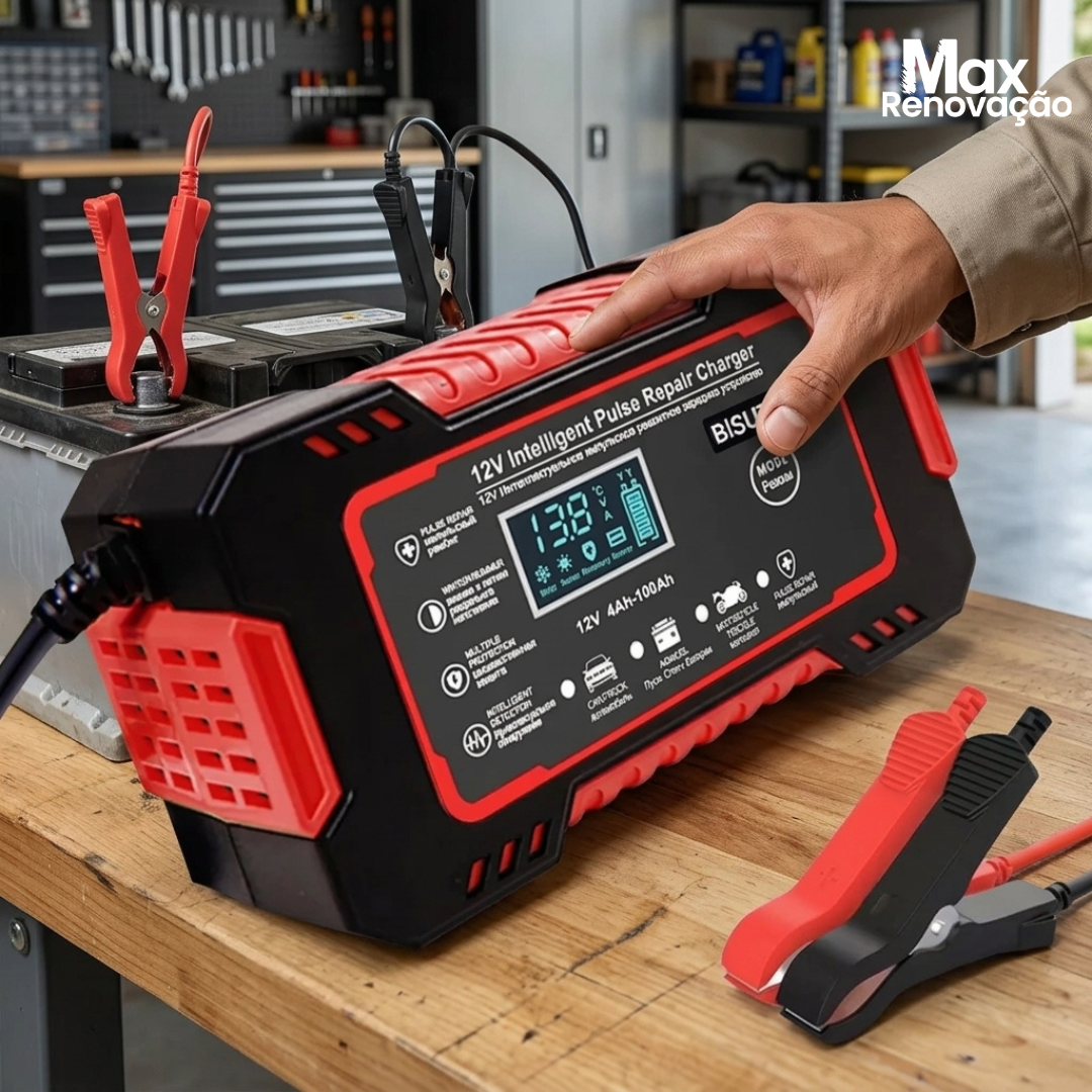 Carregador de Bateria 12V 6A Inteligente Bivolt com LCD
