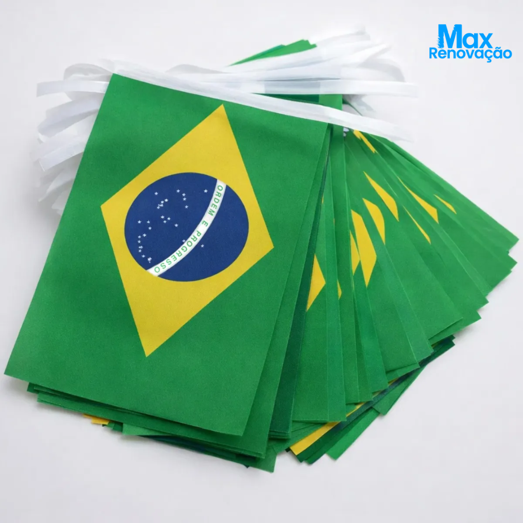 Varal de 20 Bandeirinhas Brasil 6 Metros – Copa do Mundo