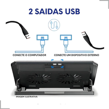 Carregar imagem no visualizador da galeria, Base Cooler Notebook Dual Fan 17 Ergonômica com Cooler Duplo
