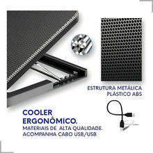 Carregar imagem no visualizador da galeria, Base Cooler Notebook Dual Fan 17 Ergonômica com Cooler Duplo
