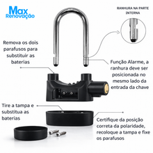 Carregar imagem no visualizador da galeria, Cadeado Antifurto com Alarme 110dB | - Max Renovação
