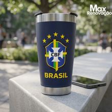 Carregar imagem no visualizador da galeria, Copo Térmico Brasil Azul Marinho 473ml Max Renovação
