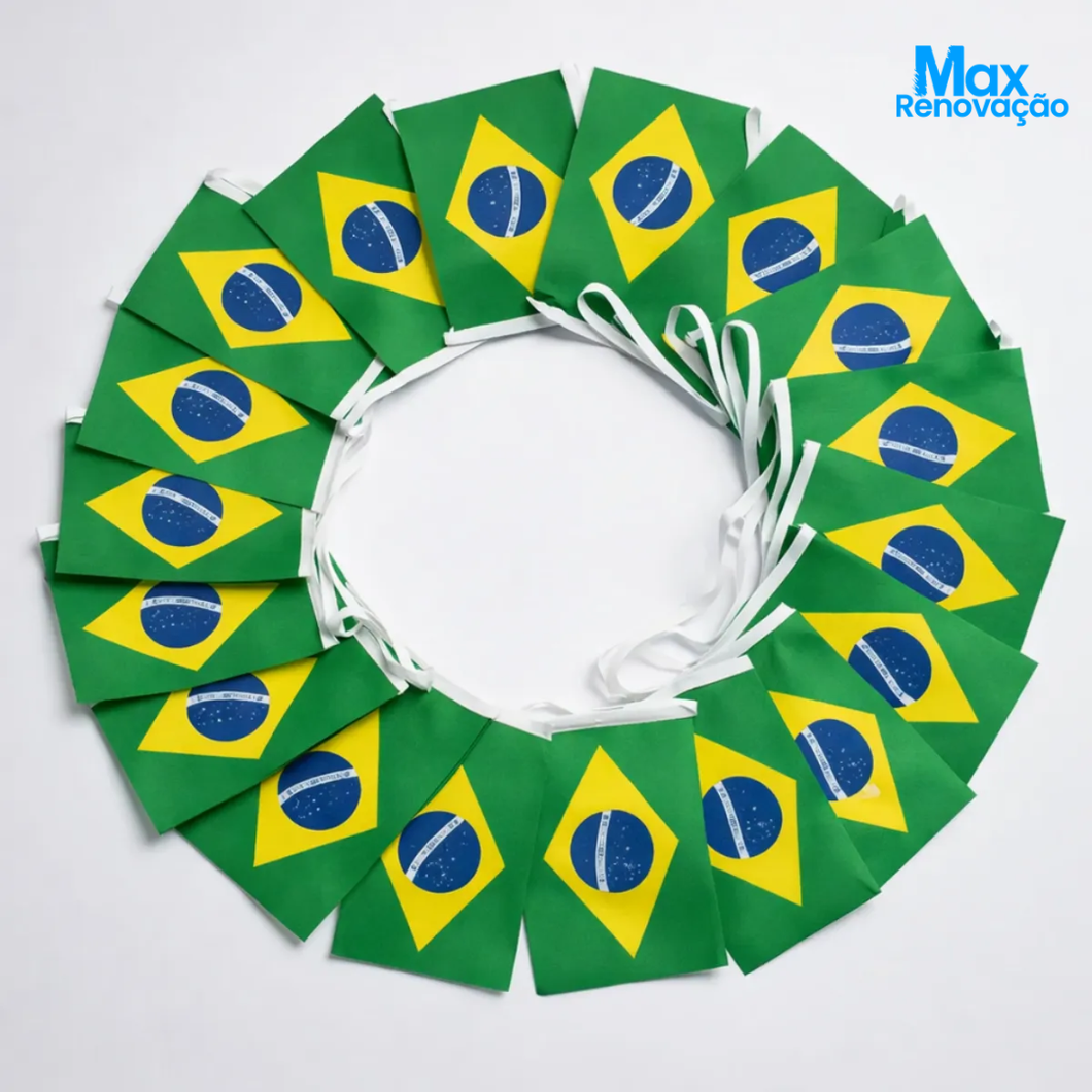 Varal de 20 Bandeirinhas Brasil 6 Metros – Copa do Mundo