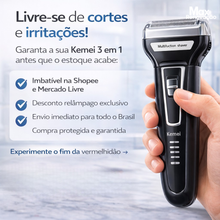 Carregar imagem no visualizador da galeria, Máquina De Barbear 3 Em 1 Barbeador Elétrico Shaver Aparador De Pelos Do Nariz E Orelhas Recarregável Usb Cor Preto E Azul
