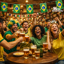 Carregar imagem no visualizador da galeria, Varal de 20 Bandeirinhas Brasil 6 Metros – Copa do Mundo
