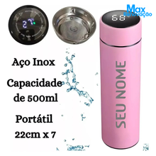Carregar imagem no visualizador da galeria, Garrafa Térmica Digital Rosa Personalizada na Max Renovação
