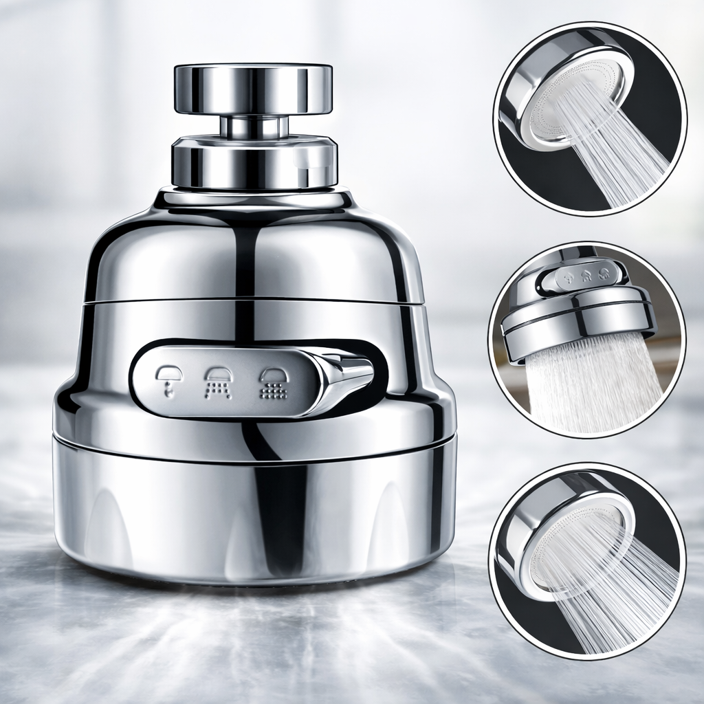 Bico Torneira 360° 3 Jatos Economia Água - Max Renovação