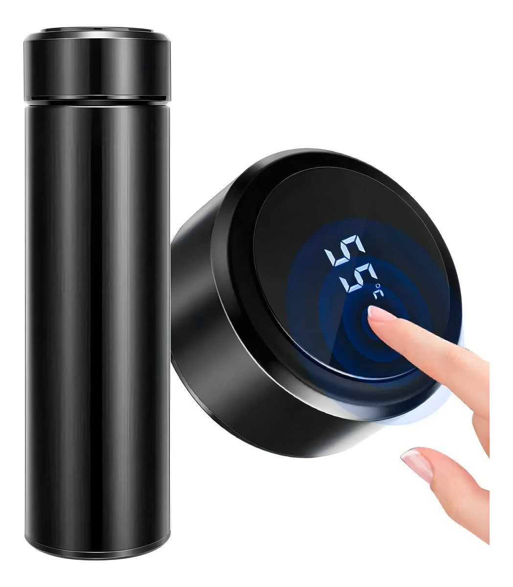 Garrafa Personalizada Térmica com LED e Termômetro (500ml) - Preto