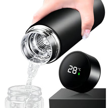 Carregar imagem no visualizador da galeria, Garrafa Personalizada Térmica com LED e Termômetro (500ml) - Preto
