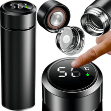 Carregar imagem no visualizador da galeria, Garrafa Personalizada Térmica com LED e Termômetro (500ml) - Preto
