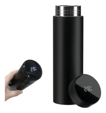 Carregar imagem no visualizador da galeria, Garrafa Personalizada Térmica com LED e Termômetro (500ml) - Preto
