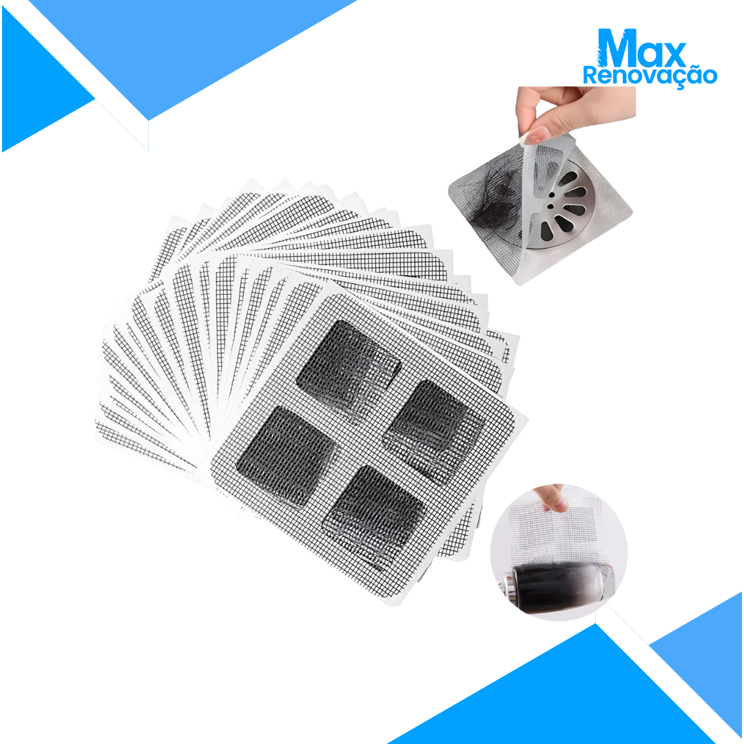 Pacote com 10 Telas Protetoras para Ralos com Adesivo Descartável