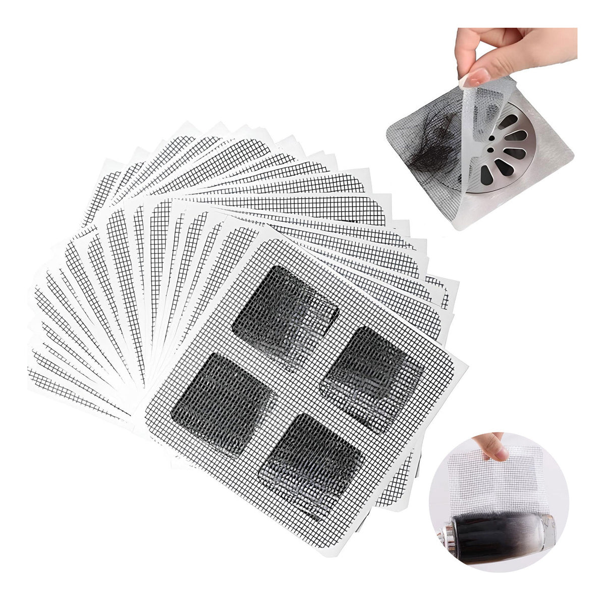 Pacote com 10 Telas Protetoras para Ralos com Adesivo Descartável