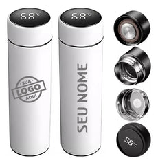 Garrafa Térmica Digital Branca Personalizada Max Renovação