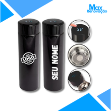 Upload image to gallery viewer, Personalized Thermal Bottle with LED and Thermometer (500ml) - Black

