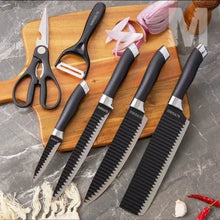 Carregar imagem no visualizador da galeria, Jogo de Facas Inox Preto 6 Peças para Churrasco - Corte Preciso e Elegante
