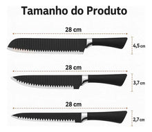 Carregar imagem no visualizador da galeria, Jogo de Facas Inox Preto 6 Peças para Churrasco - Corte Preciso e Elegante
