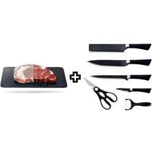 Carregar imagem no visualizador da galeria, Kit Profissional de Facas 6 Peças + Tábua Descongela Rápido
